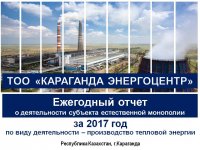 Отчет ТОО "Караганда Энергоцентр" по виду деятельности - производство тепловой энергии