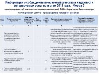 Отчет субъекта естественной монополии по итогам 2019 года